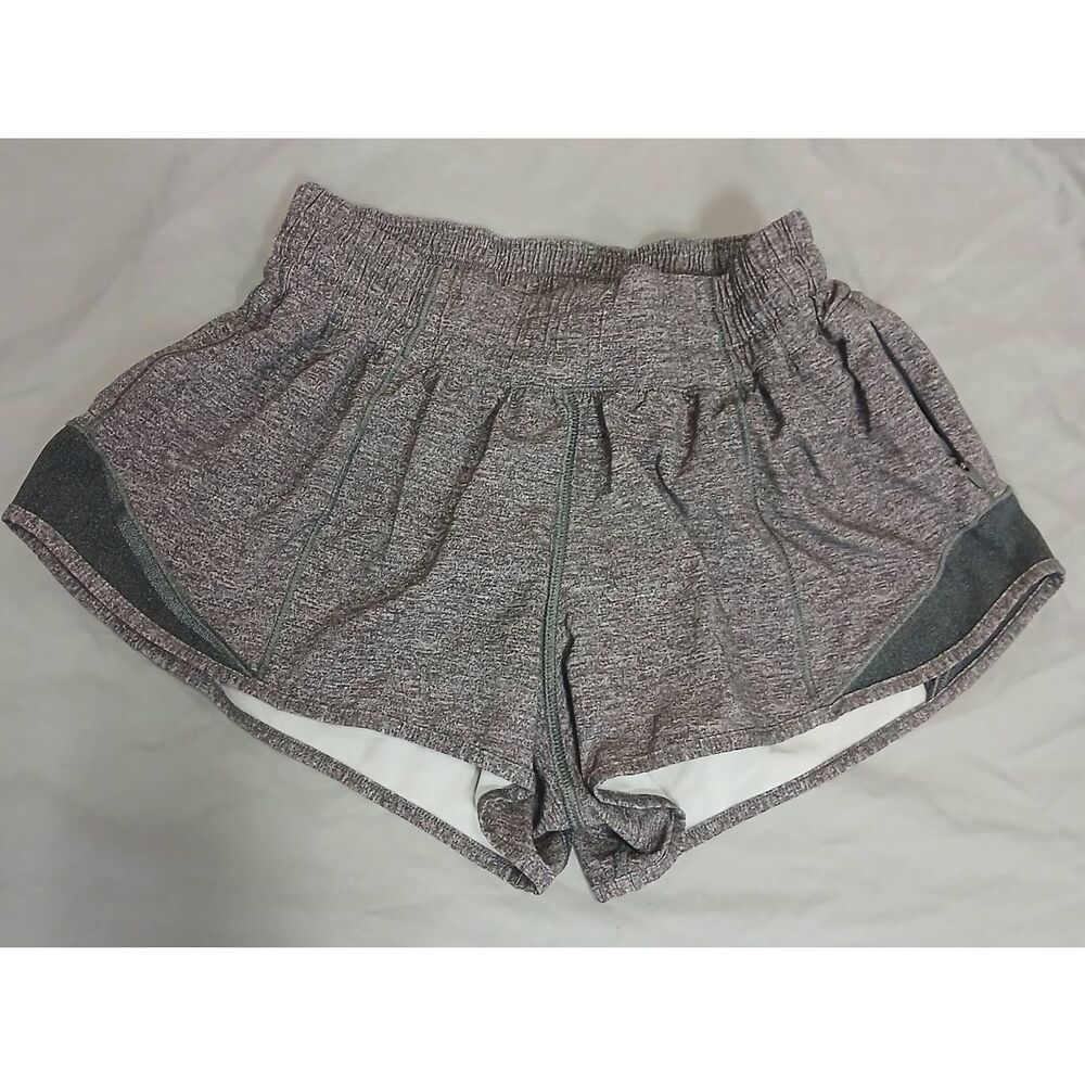 Lululemon womens size 2 hotty hot running shorts heathered gray Activewear gym